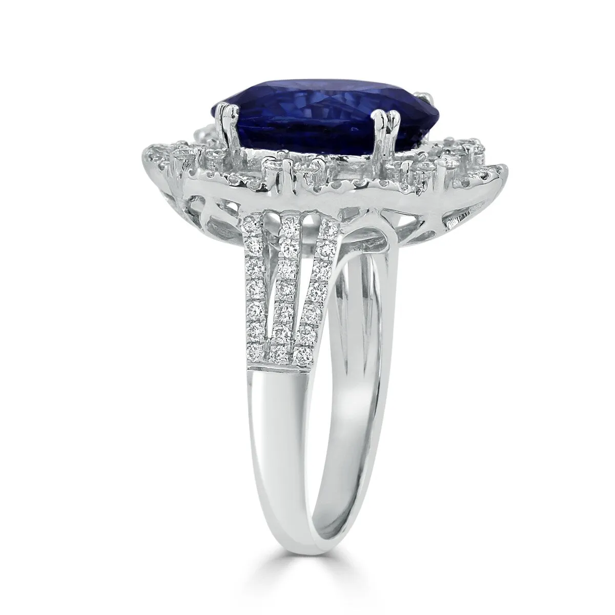 Auriya 18k Gold Vintage 7.75ct Oval Sapphire Halo Diamond Engagement Ring 1 1/4ct TDW sold by Zulily product image thumbnail 4