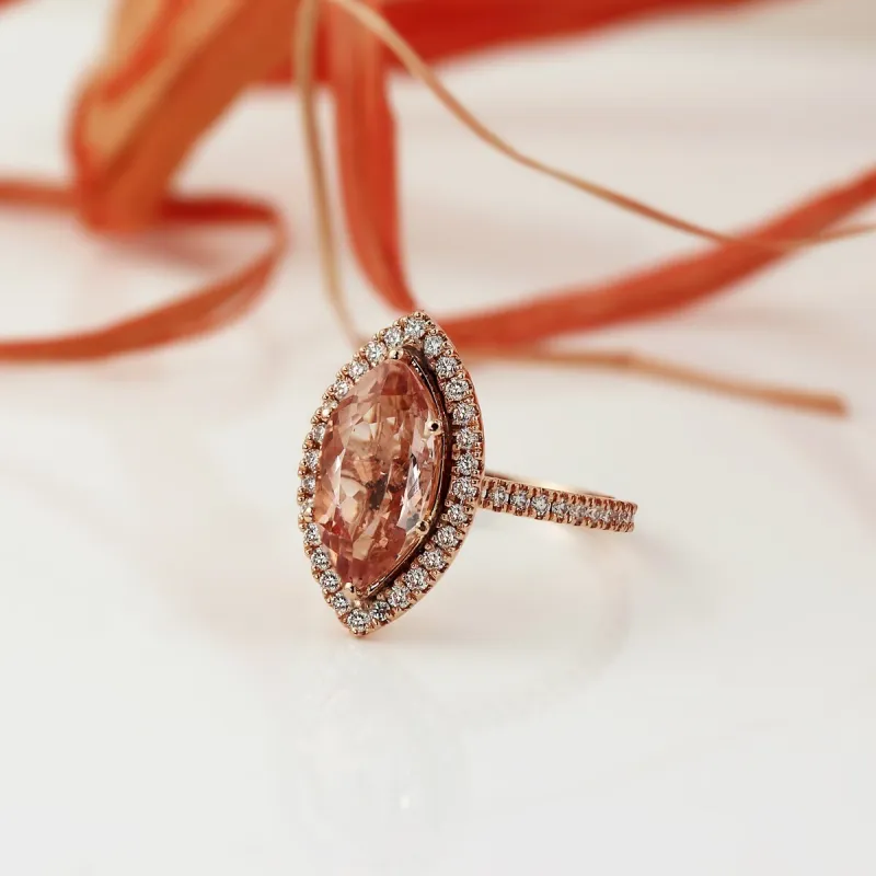 Auriya 14K Gold 3ct Marquise Morganite Halo Diamond Engagement Ring 5/8ct TDW sold by Zulily