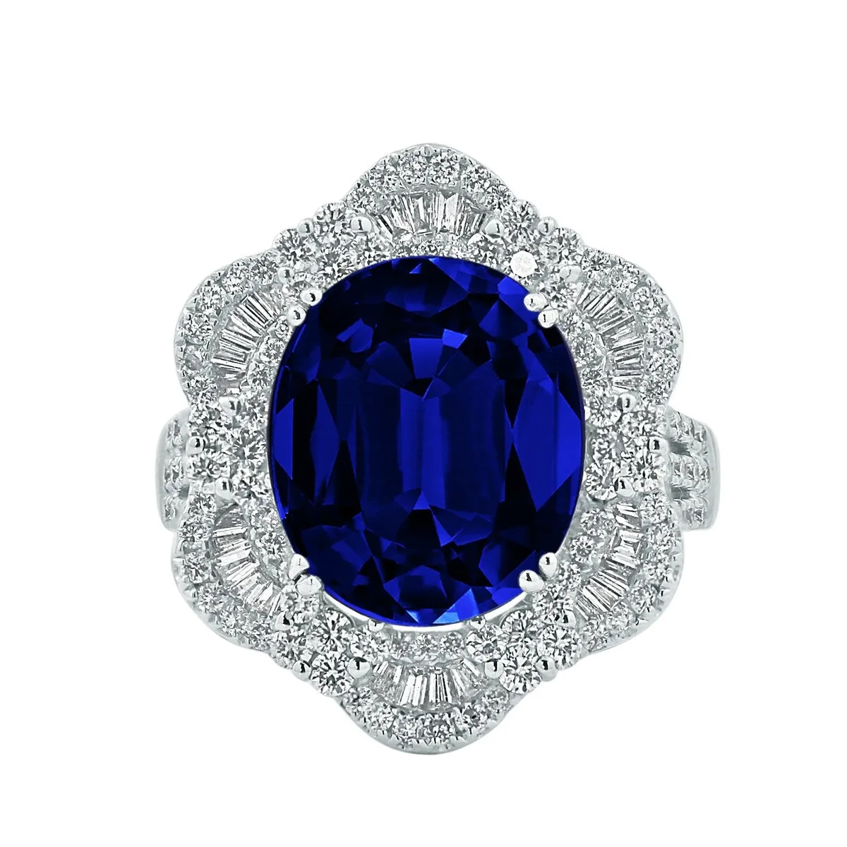 Auriya 18k Gold Vintage 7.75ct Oval Sapphire Halo Diamond Engagement Ring 1 1/4ct TDW sold by Zulily product image thumbnail 2