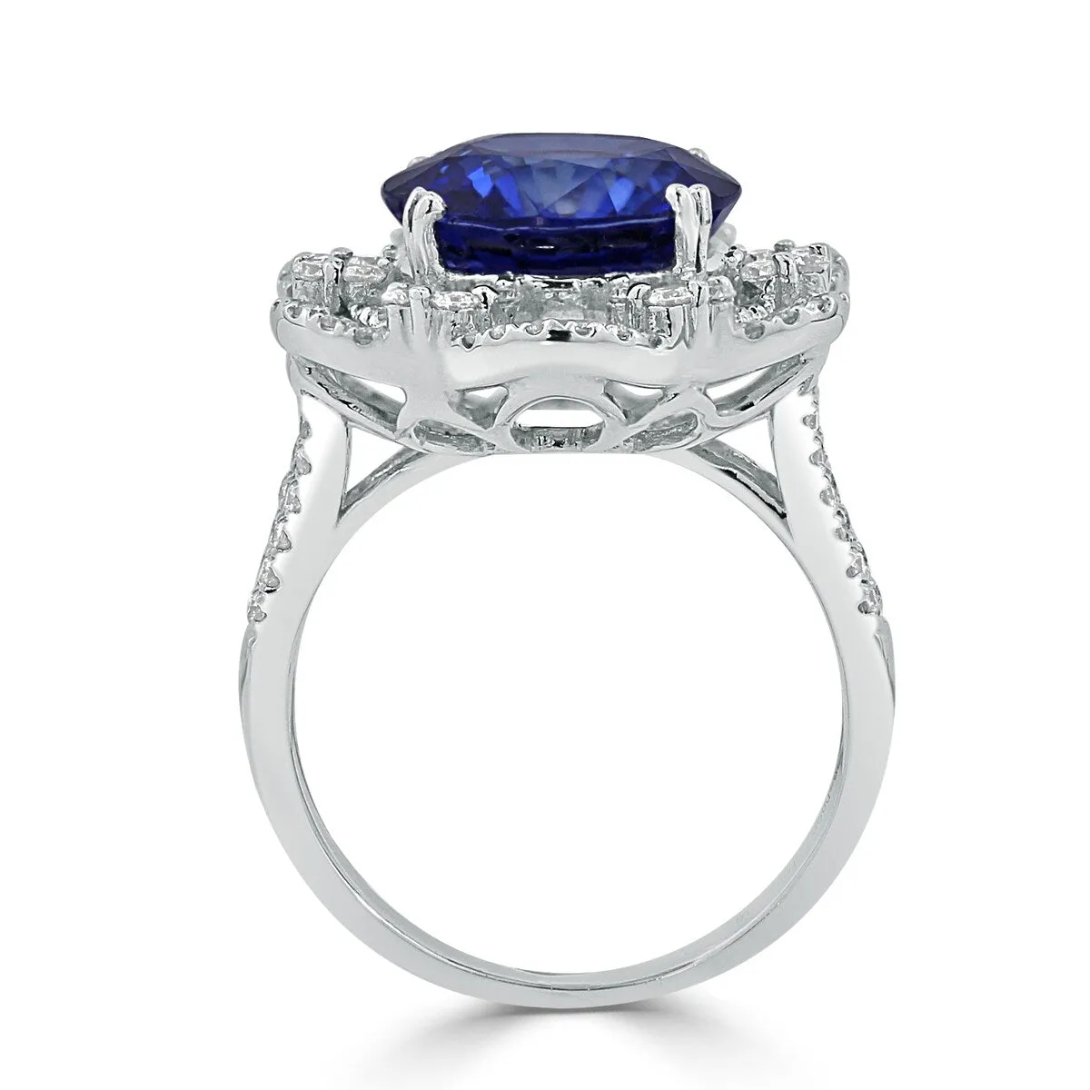 Auriya 18k Gold Vintage 7.75ct Oval Sapphire Halo Diamond Engagement Ring 1 1/4ct TDW sold by Zulily product image thumbnail 5