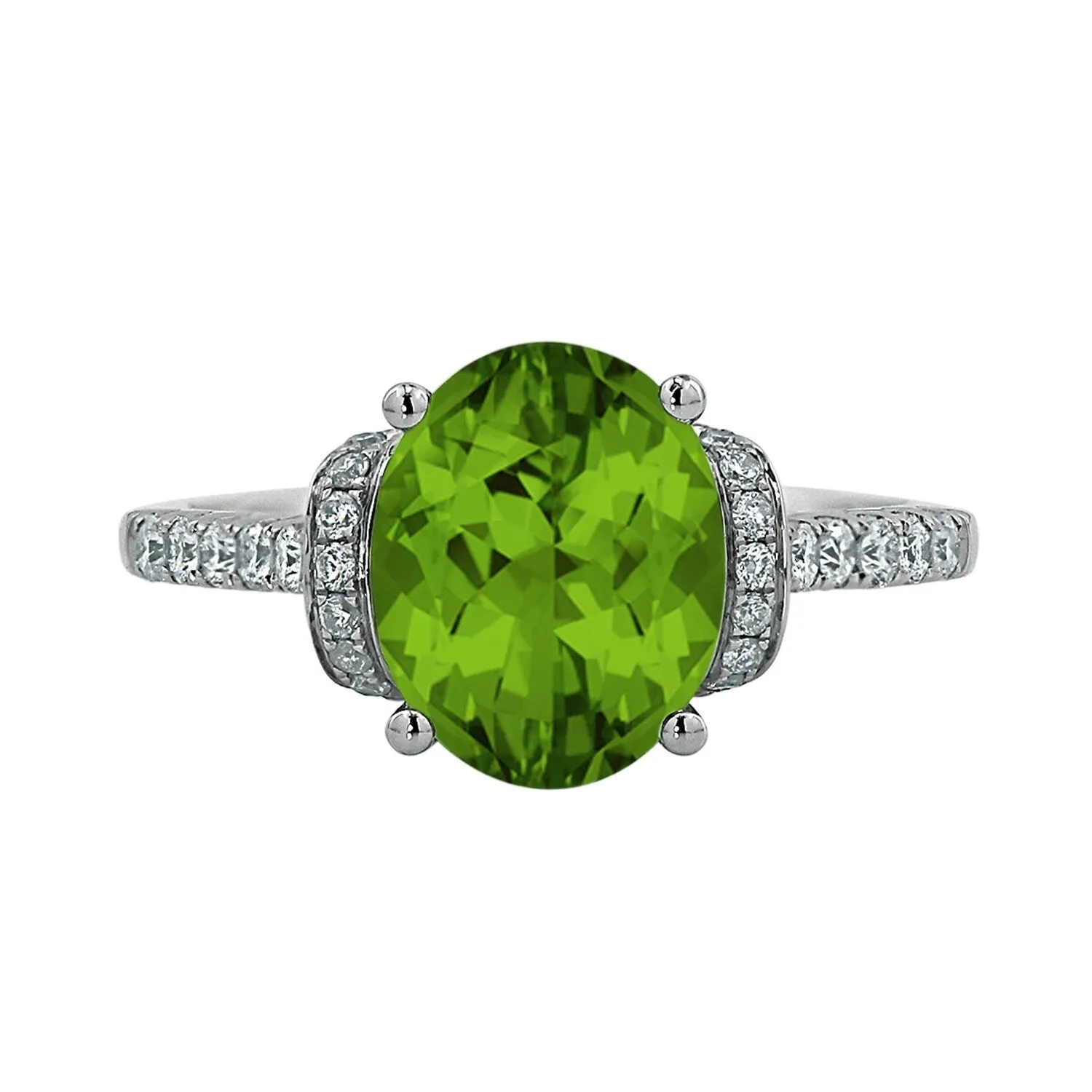 Auriya Modern 2 3/8ct Oval Peridot and Diamond Engagement Ring 3/8cttw 14k Gold sold by Zulily product image thumbnail 2