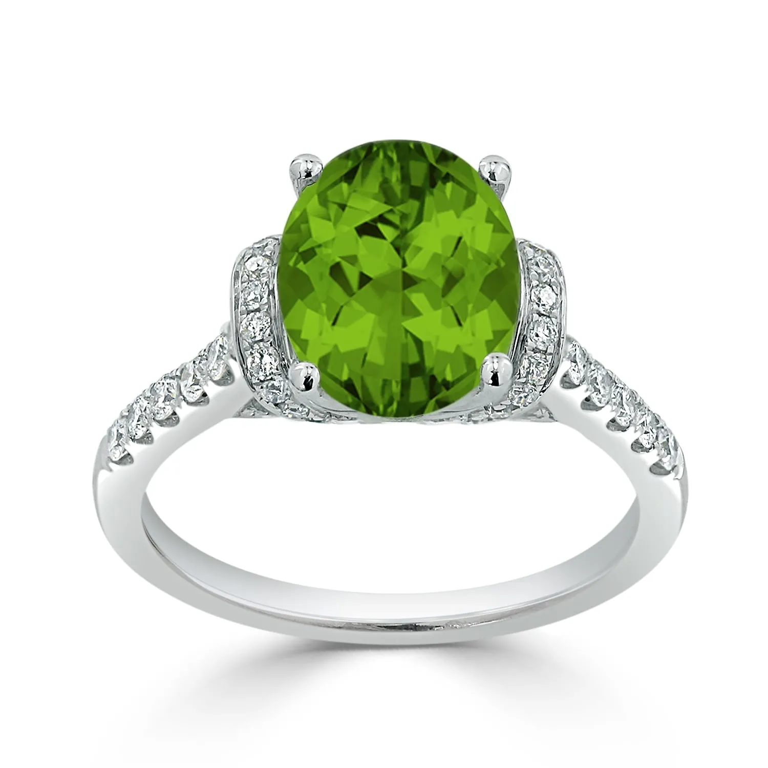 Auriya Modern 2 3/8ct Oval Peridot and Diamond Engagement Ring 3/8cttw 14k Gold sold by Zulily product image thumbnail 3