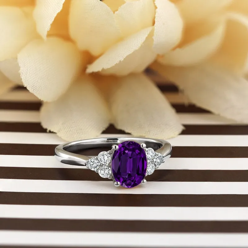Auriya 5/8ct Oval Purple Amethyst and Diamond Engagement Ring 1/4ctw 14k Gold sold by Zulily