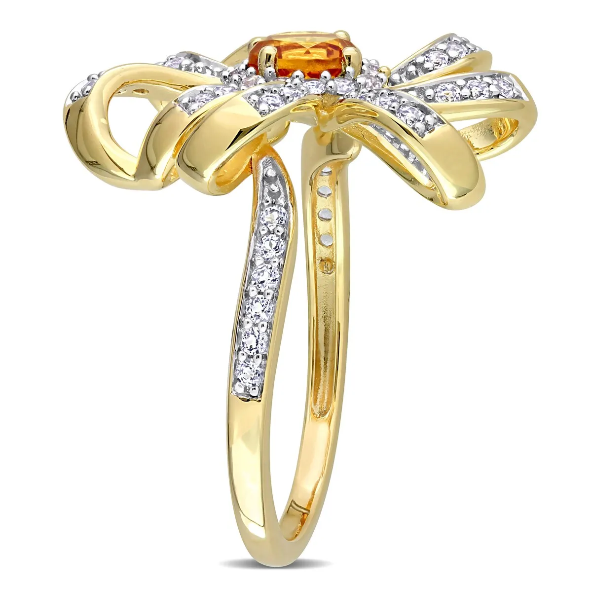 Miadora Madeira Citrine and White Topaz Floral Cluster Ring in 18k Yellow Plated Sterling Silver sold by Zulily product image thumbnail 2