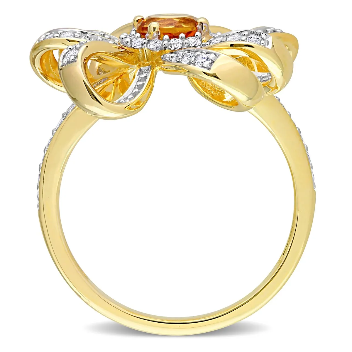 Miadora Madeira Citrine and White Topaz Floral Cluster Ring in 18k Yellow Plated Sterling Silver sold by Zulily product image thumbnail 3