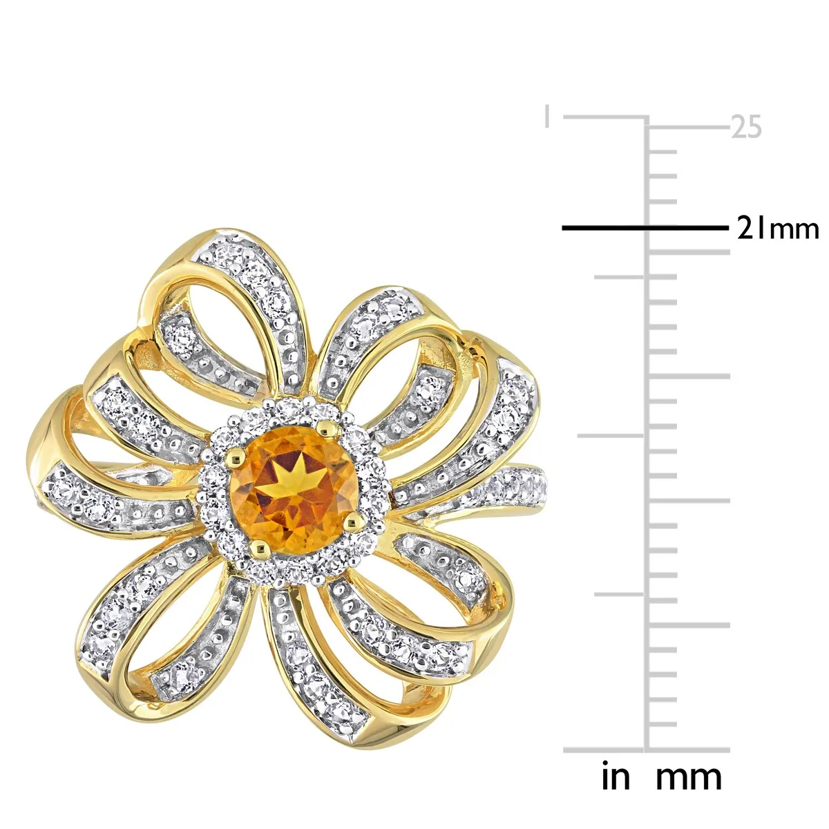 Miadora Madeira Citrine and White Topaz Floral Cluster Ring in 18k Yellow Plated Sterling Silver sold by Zulily product image thumbnail 4
