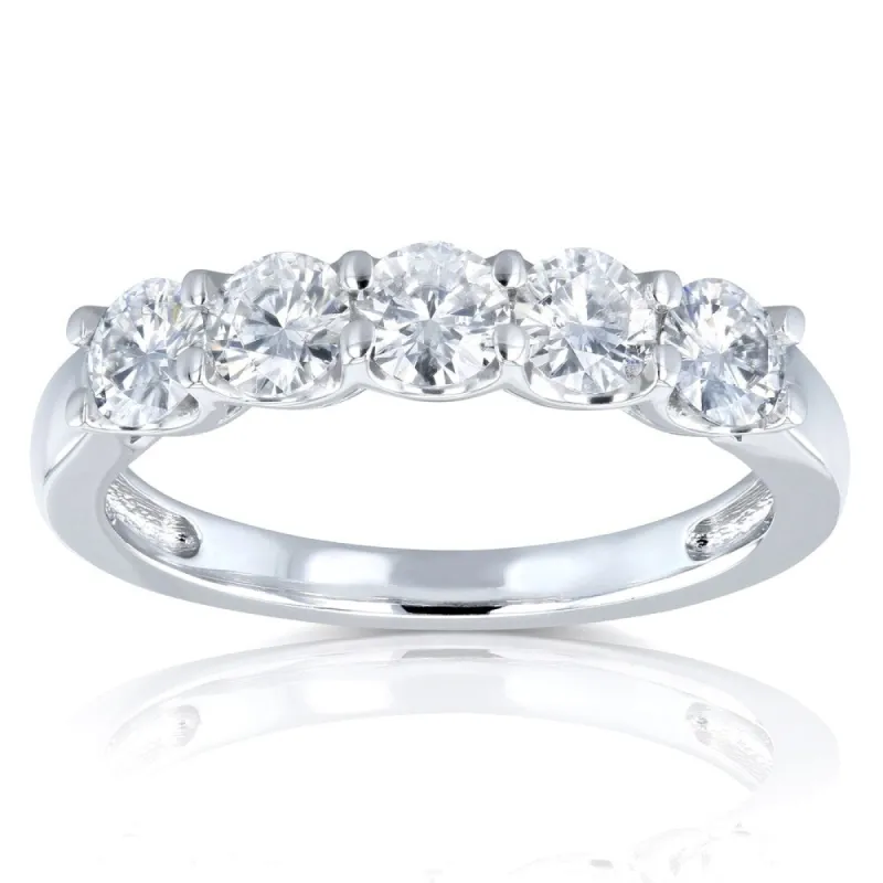 Annello by Kobelli 14k White Gold 4/5ct TGW Round Moissanite Wedding Band (DEF/VS) sold by Zulily