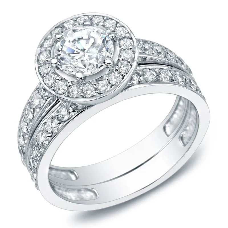 Auriya 14k White Gold 2 1/4ct TDW Certified Diamond Bridal Ring Set sold by Zulily