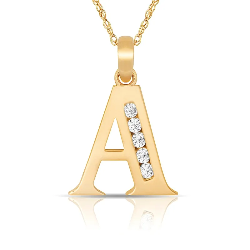 Curata 14k Yellow Gold 18" Small Channel-set (A-Z) Cubic Zirconia Initial Pendant Necklace sold by Zulily