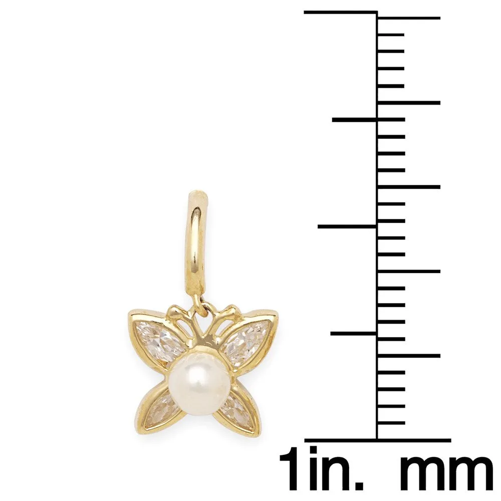Curata 14k Gold Freshwater Cultured Pearl and Cubic Zirconia Butterfly Screw Back Earrings sold by Zulily product image thumbnail 5