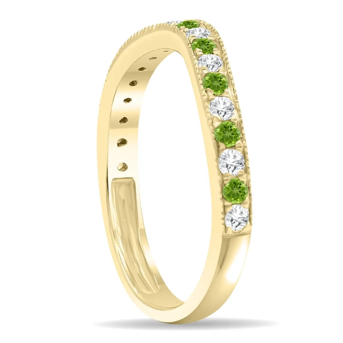 Peridot and Diamond Channel Set Wedding Band in 10K Yellow Gold sold by Zulily product image thumbnail 3