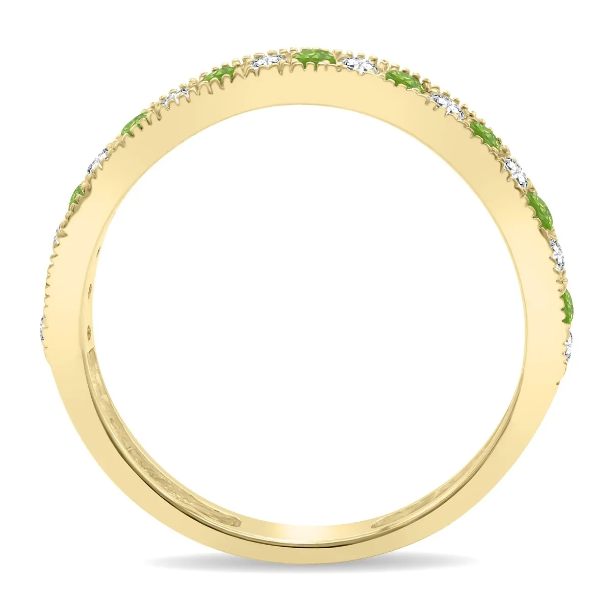 Peridot and Diamond Channel Set Wedding Band in 10K Yellow Gold sold by Zulily product image thumbnail 2