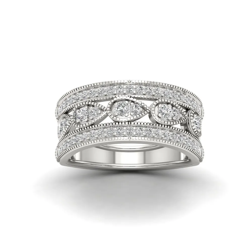 1/2ct TDW Diamond Vintage Style Ring in Sterling Silver sold by Zulily product image thumbnail 4
