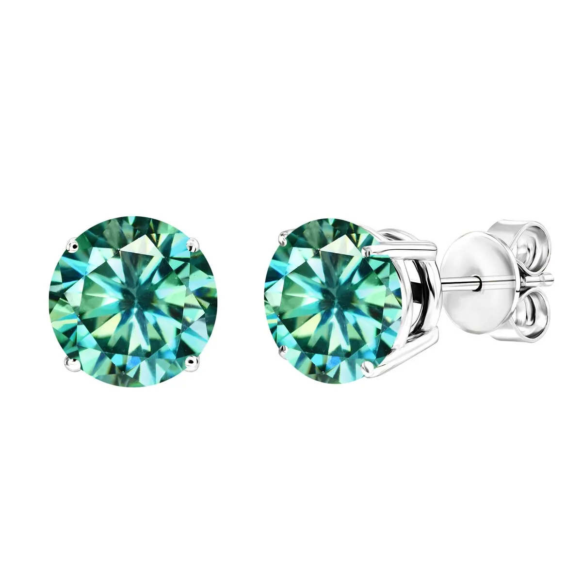 V3 Jewelry Sterling Silver Green Moissanite Solitaire Stud Earrings sold by Zulily product image thumbnail 2