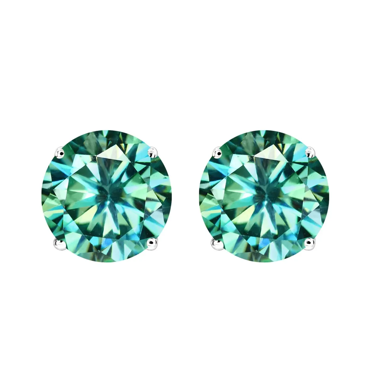 V3 Jewelry Sterling Silver Green Moissanite Solitaire Stud Earrings sold by Zulily