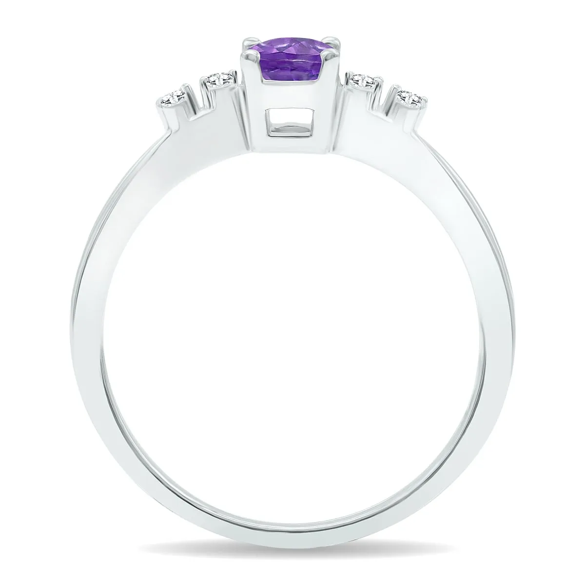 Women's Amethyst and Diamond Sparkle Ring in 10K White Gold sold by Zulily product image thumbnail 2