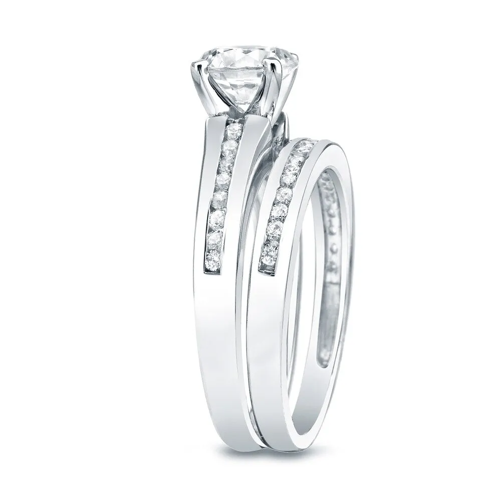 Auriya Platinum 1 1/2ctw Classic Round Diamond Engagement Ring Set Certified sold by Zulily product image thumbnail 2