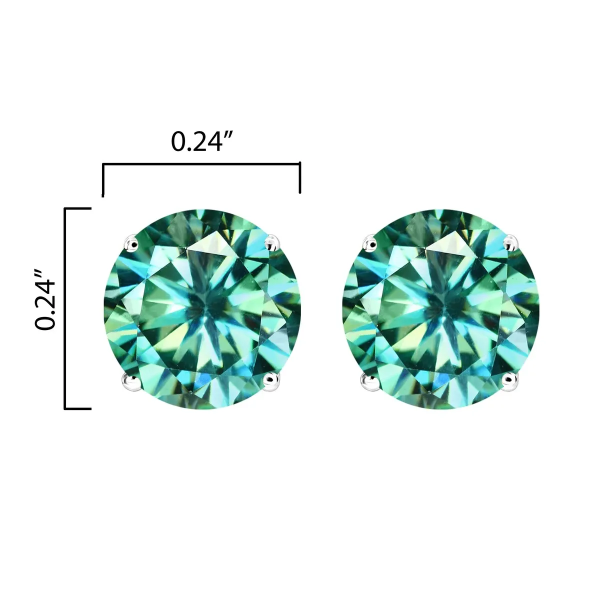 V3 Jewelry Sterling Silver Green Moissanite Solitaire Stud Earrings sold by Zulily product image thumbnail 3