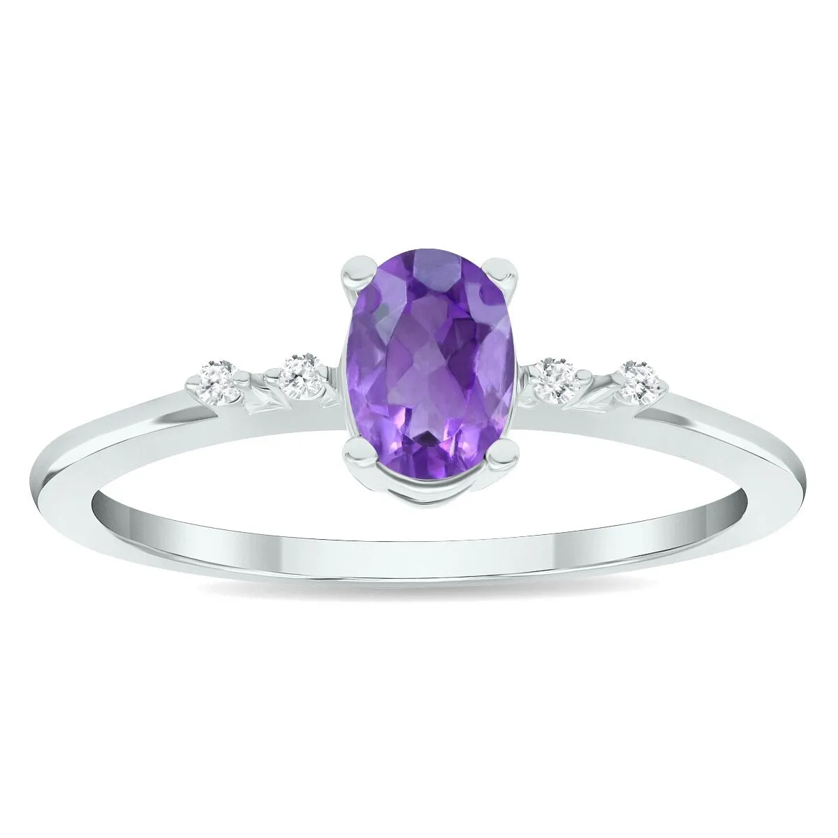 Women's Amethyst and Diamond Sparkle Ring in 10K White Gold sold by Zulily