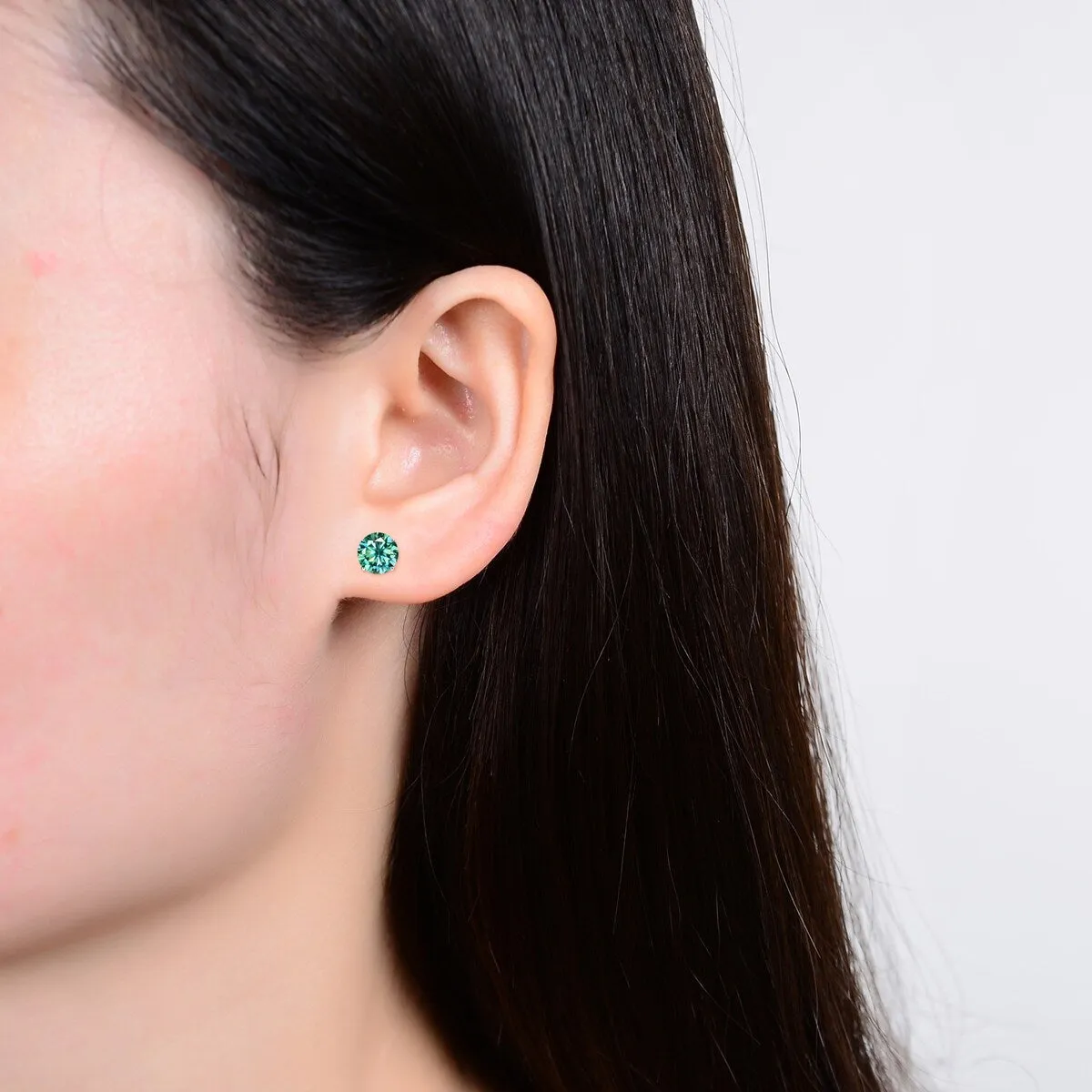 V3 Jewelry Sterling Silver Green Moissanite Solitaire Stud Earrings sold by Zulily product image thumbnail 5