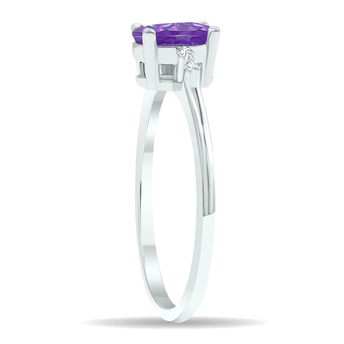 Women's Amethyst and Diamond Sparkle Ring in 10K White Gold sold by Zulily product image thumbnail 3