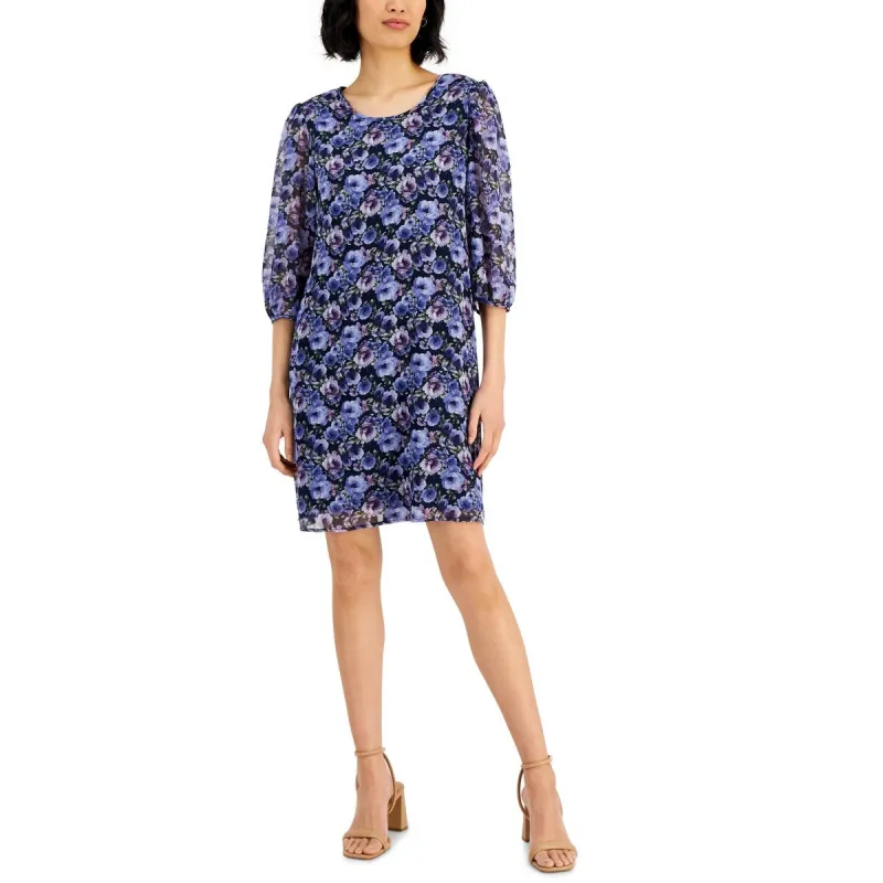 Connected Women's Floral Print A Line Dress Blue Size 6 sold by Zulily