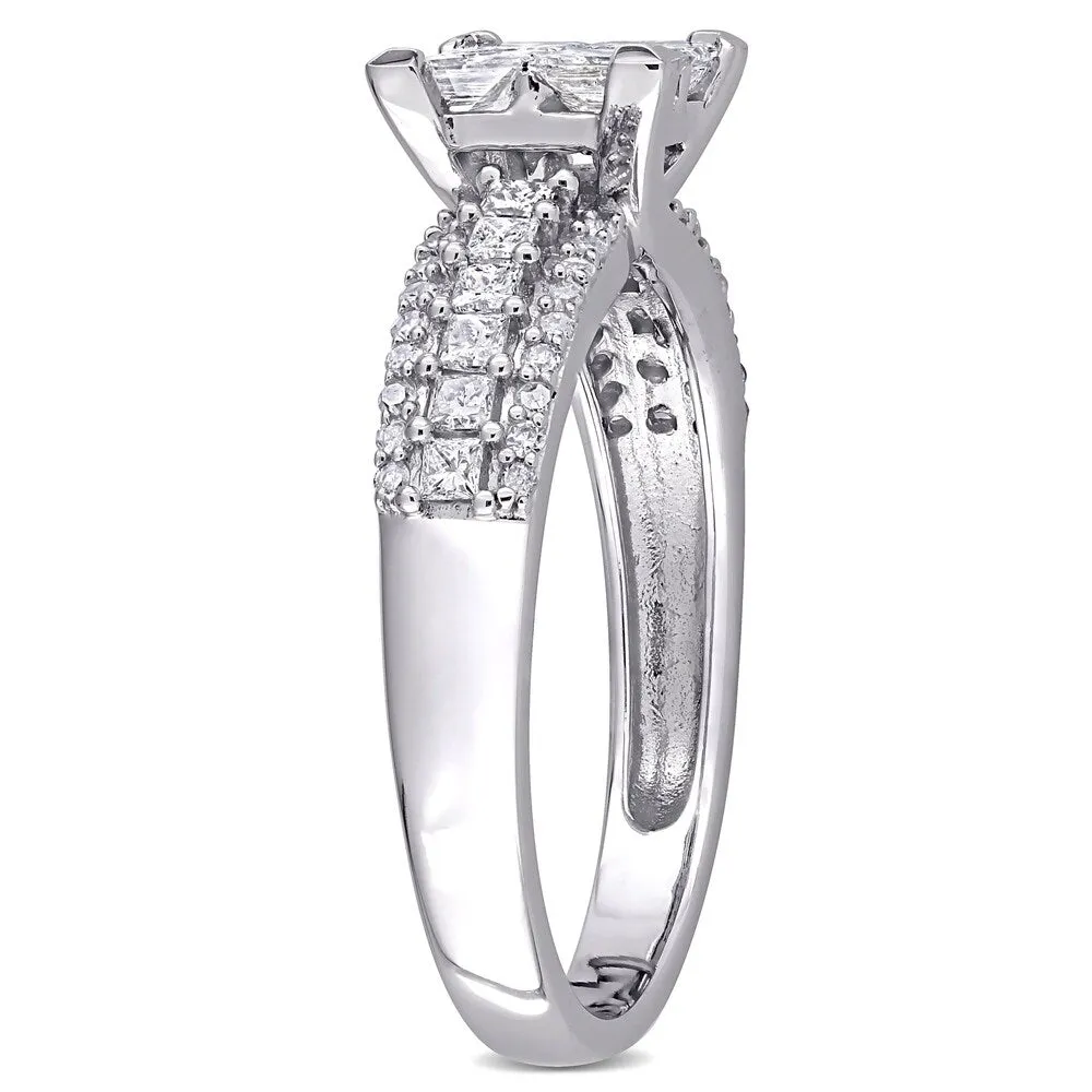 Miadora 10k White Gold 1ct TDW Princess-cut Quad Diamond Triple-row Engagement Ring sold by Zulily product image thumbnail 3