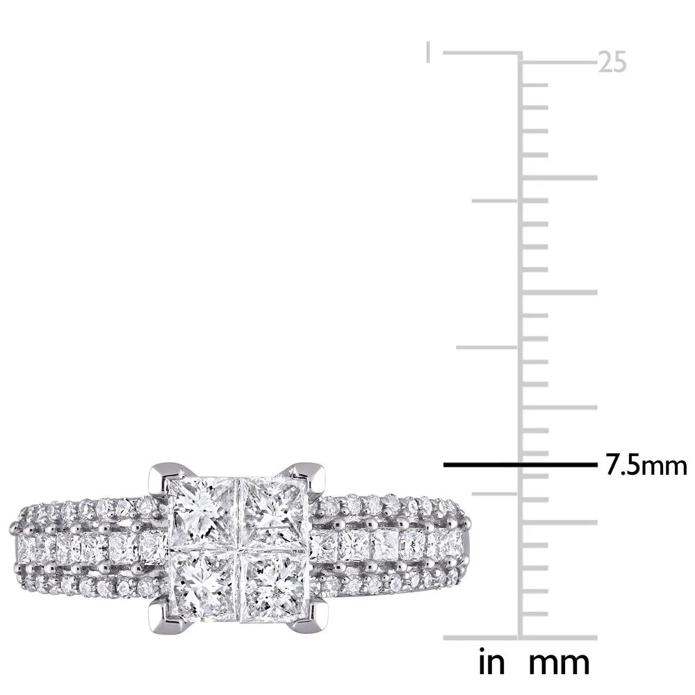 Miadora 10k White Gold 1ct TDW Princess-cut Quad Diamond Triple-row Engagement Ring sold by Zulily product image thumbnail 5