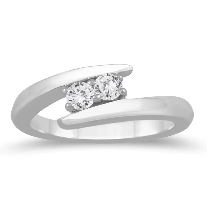 1/4 Carat TW Two Stone Diamond Ring in 10K White Gold sold by Zulily