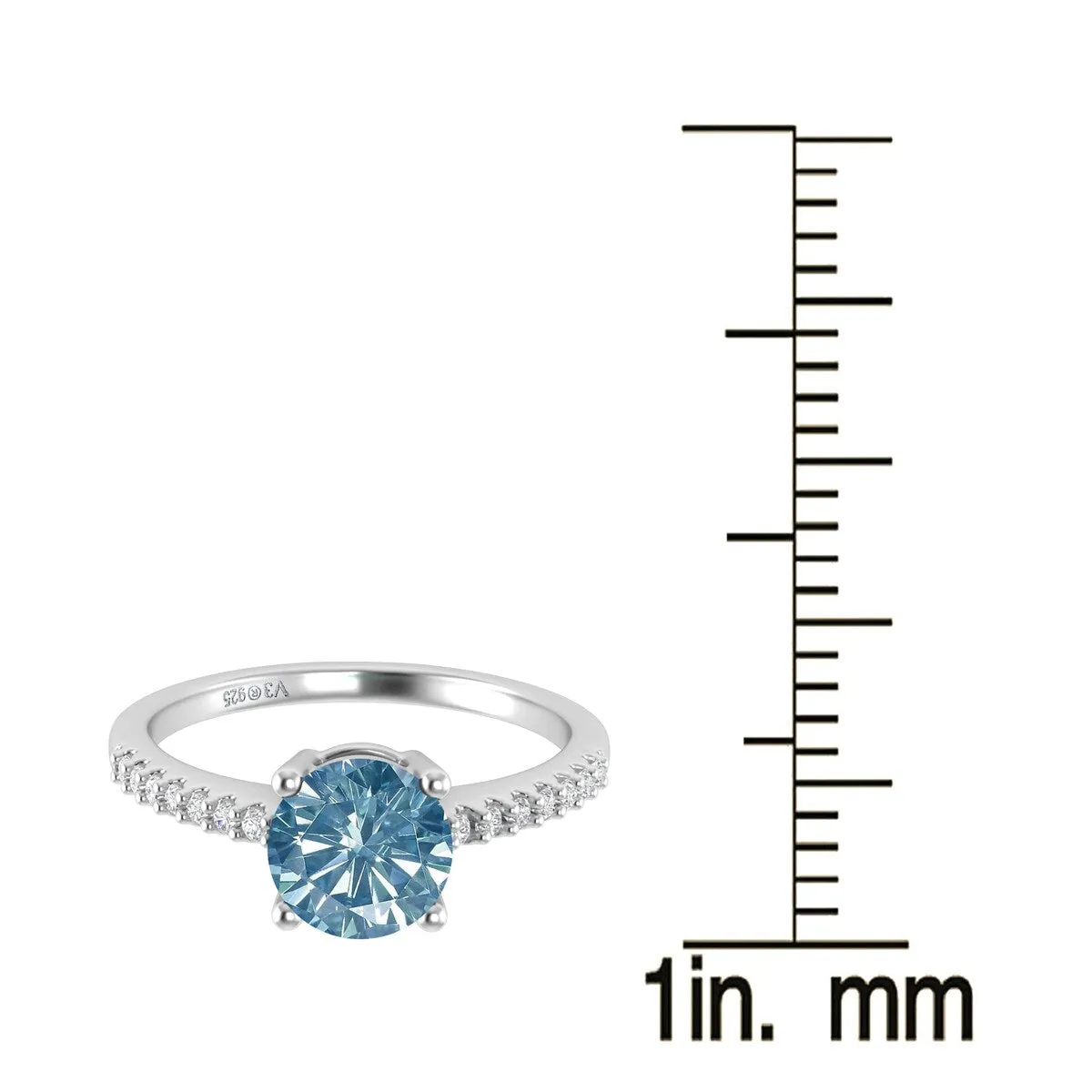 Sterling Silver with Blue Moissanite and White Topaz Engagement Ring sold by Zulily product image thumbnail 2