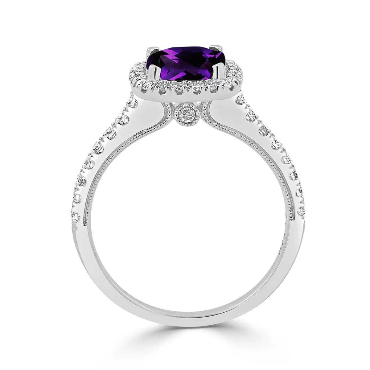 Auriya 1 1/8ct Cushion-cut Purple Amethyst and Halo Diamond Engagement Ring 3/8ctw 14k Gold sold by Zulily product image thumbnail 5