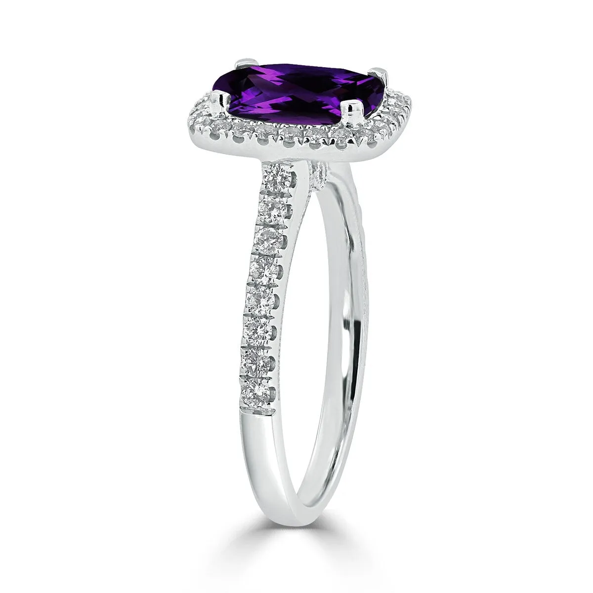 Auriya 1 1/8ct Cushion-cut Purple Amethyst and Halo Diamond Engagement Ring 3/8ctw 14k Gold sold by Zulily product image thumbnail 4