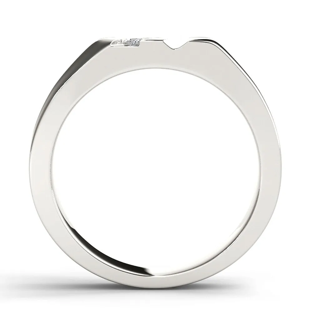 De Couer IGI Certified 14k White Gold 1/6ct TDW Mens Wedding Band sold by Zulily product image thumbnail 3