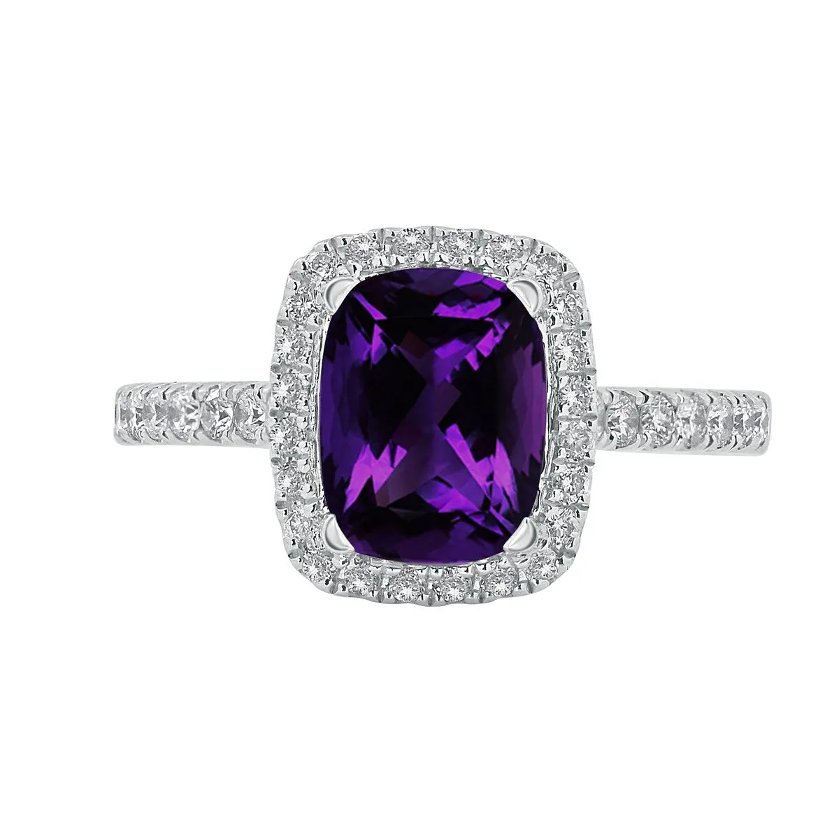 Auriya 1 1/8ct Cushion-cut Purple Amethyst and Halo Diamond Engagement Ring 3/8ctw 14k Gold sold by Zulily product image thumbnail 2