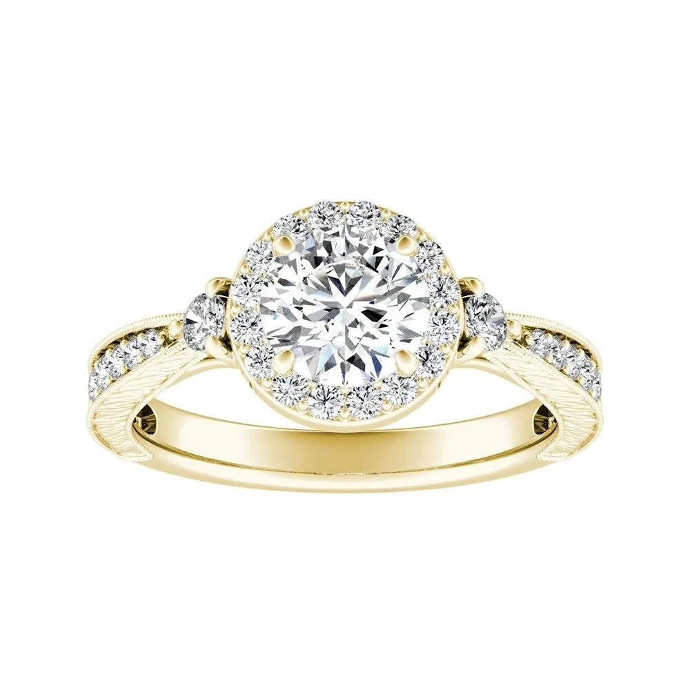 Auriya 14k Gold Vintage Inspired 2 1/2ct Round Moissanite and 1/3ct TDW Diamond Halo Engagement Ring sold by Zulily product image thumbnail 2