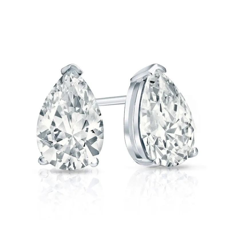 Auriya 18-karat Gold Lab Grown 1.00 carat TDW Pear Diamond Stud Earrings V-End Prong Screw-back sold by Zulily