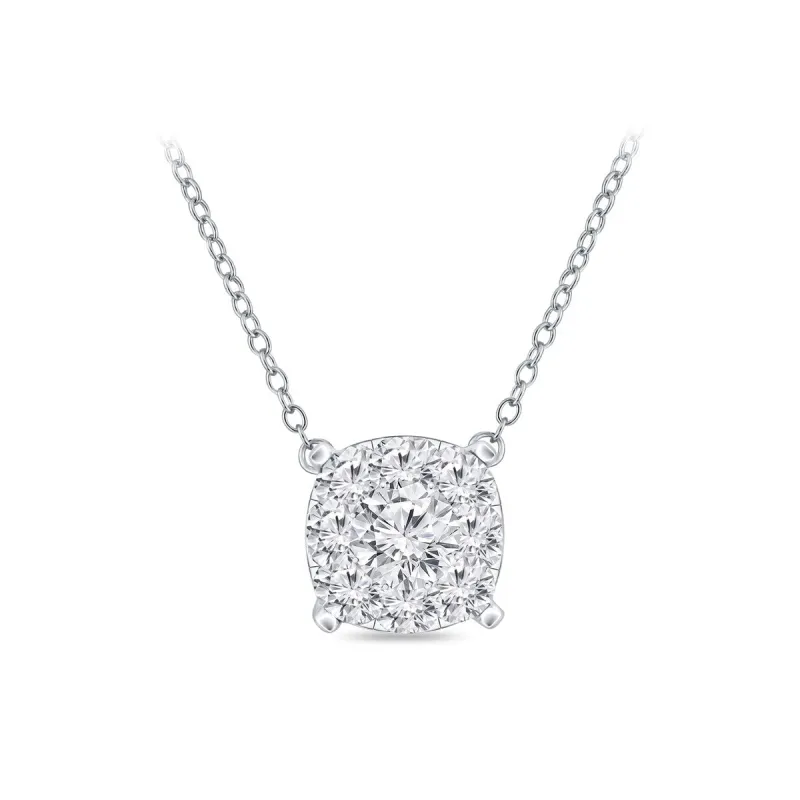 Auriya 14k Gold Pave Diamond Cushion Shape Halo Necklace 1/8ct TW (H-I, I1-I2) sold by Zulily