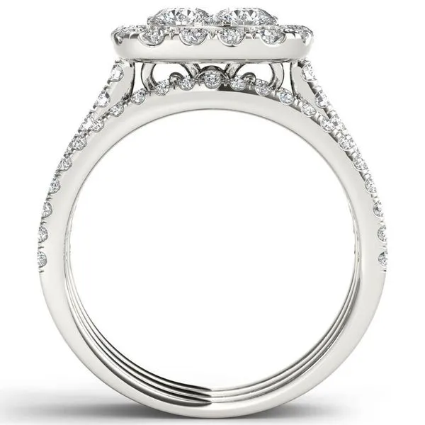 De Couer IGI Certified 14k Gold 2ct TDW Diamond Halo Engagement Ring Set with Two Bands sold by Zulily product image thumbnail 4