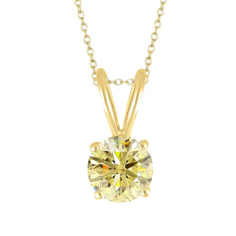 Gold Over Sterling Silver with Yellow Moissanite Solitaire Pendant-18" sold by Zulily