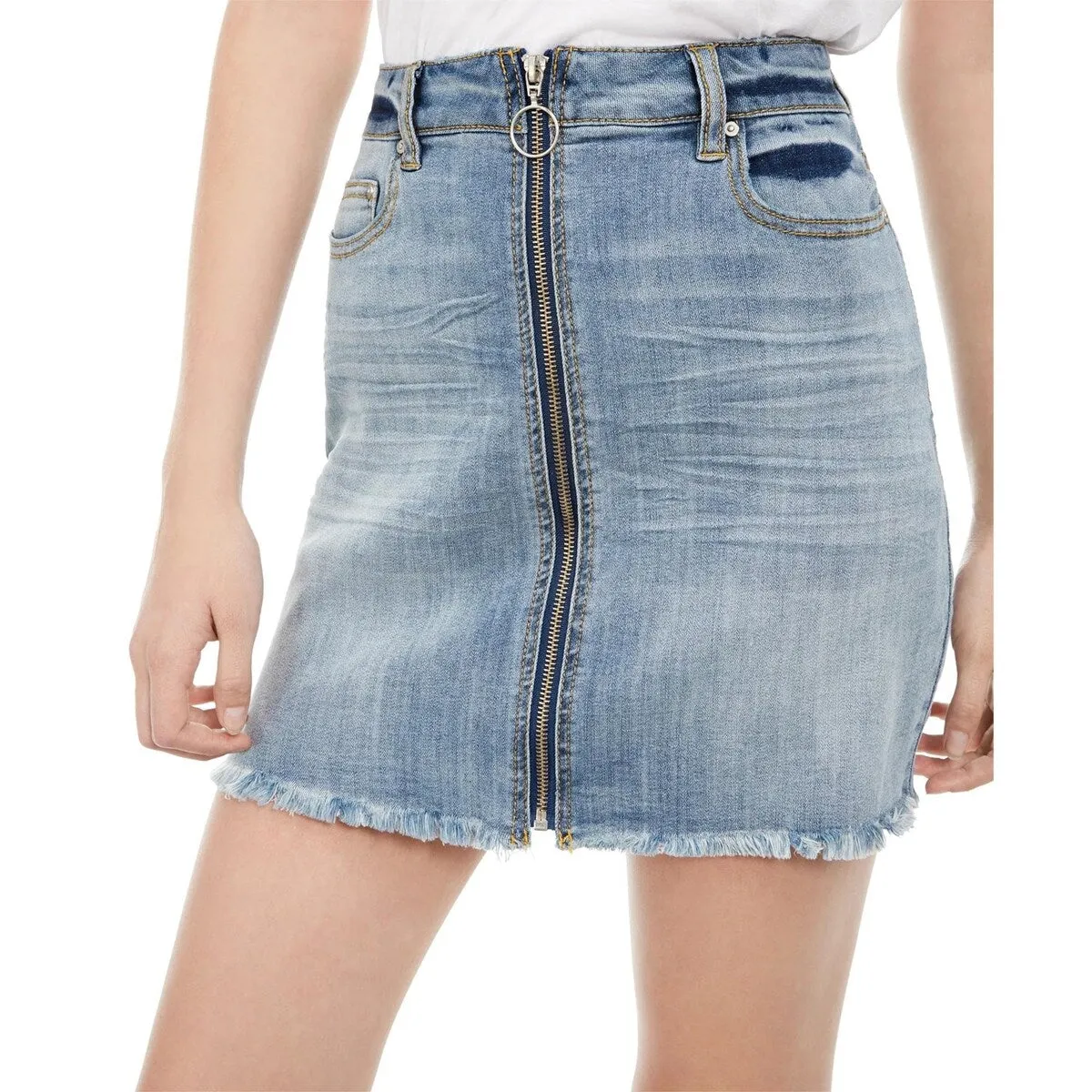 Indigo Rein Junior's Zipper Front Raw Hem Mini Skirt Blue Size 7 sold by Zulily product image thumbnail 3