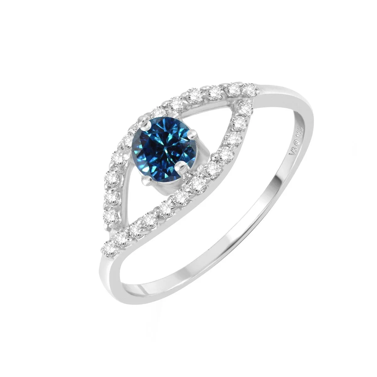 Sterling Silver with Genuine Blue Diamond and White Zircon Ring sold by Zulily product image thumbnail 2