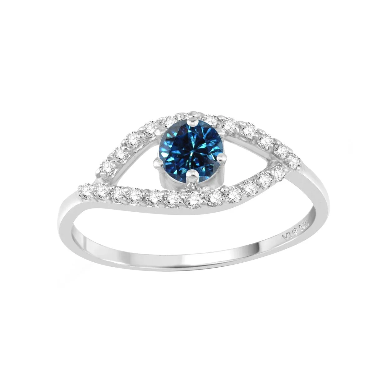 Sterling Silver with Genuine Blue Diamond and White Zircon Ring sold by Zulily