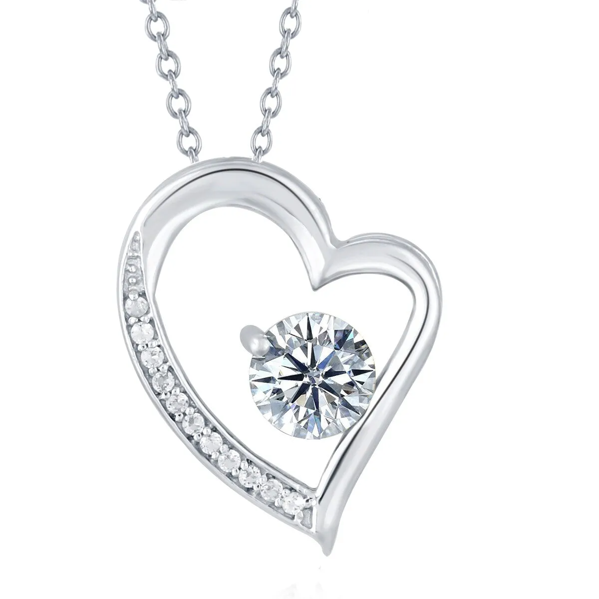 Sterling Silver with Moissanite and White Topaz Pendant with 18" Chain sold by Zulily