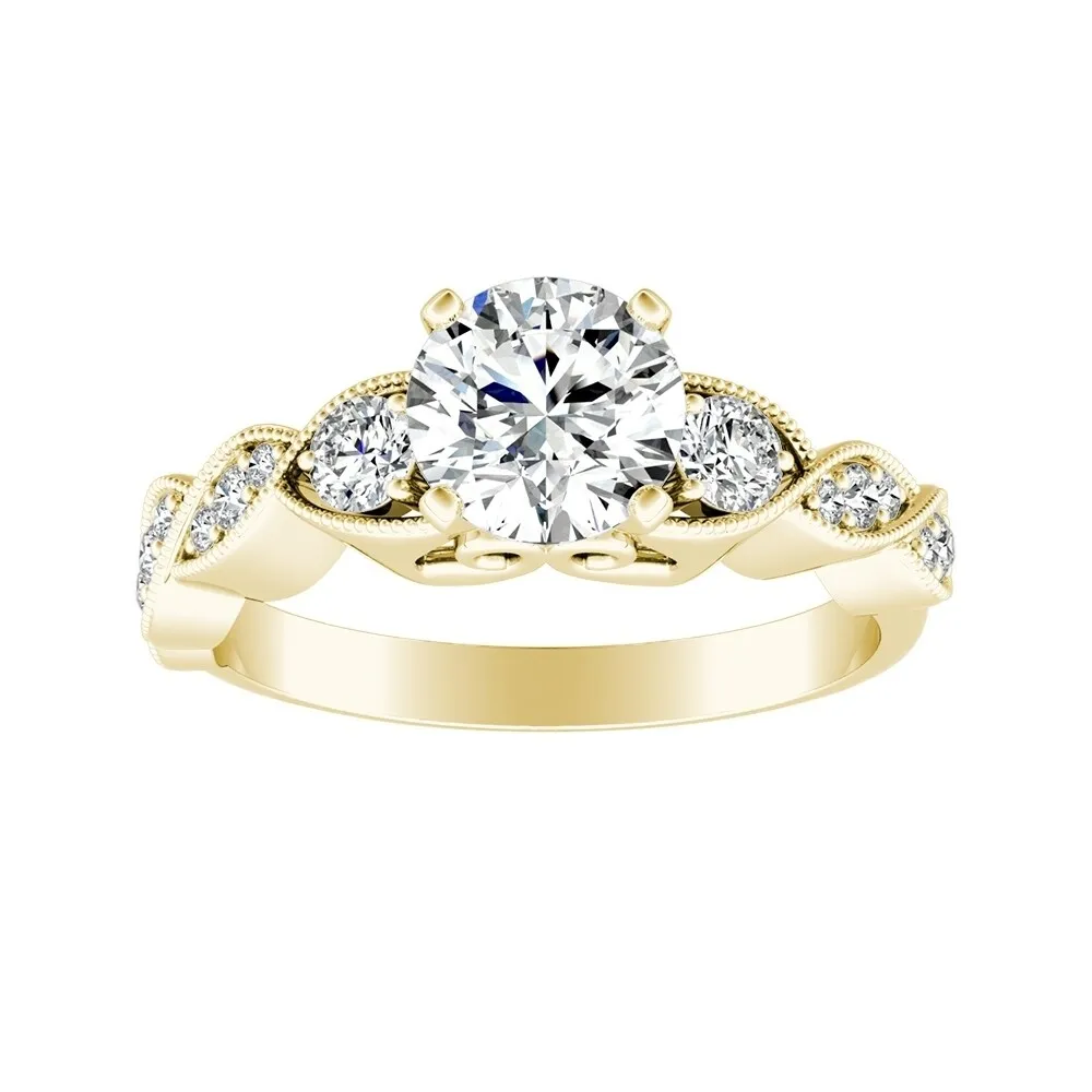 Auriya 14k Gold Vintage Round 4ct Moissanite and 1/4ct TDW Diamond Engagement Ring sold by Zulily product image thumbnail 2