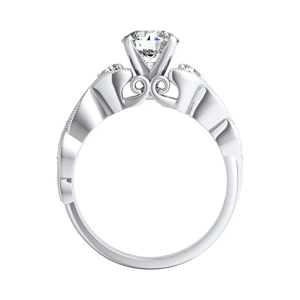 Auriya 14k Gold Vintage Round 4ct Moissanite and 1/4ct TDW Diamond Engagement Ring sold by Zulily product image thumbnail 4