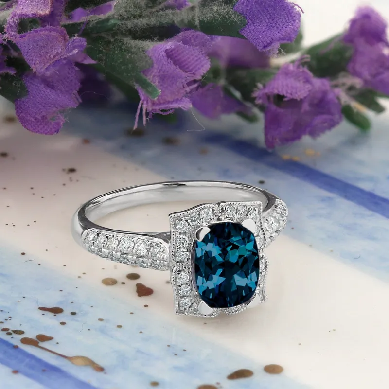 Auriya 1 3/8ct Fancy Cushion-cut London Blue Topaz Halo Diamond Engagement Ring 1/3ctw 14k Gold sold by Zulily