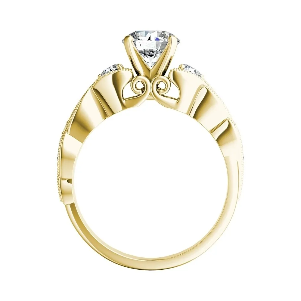 Auriya 14k Gold Vintage Round 4ct Moissanite and 1/4ct TDW Diamond Engagement Ring sold by Zulily product image thumbnail 5