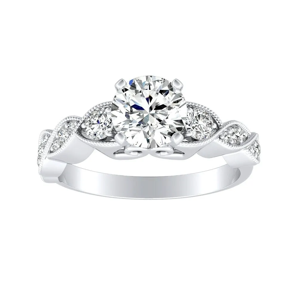 Auriya 14k Gold Vintage Round 4ct Moissanite and 1/4ct TDW Diamond Engagement Ring sold by Zulily