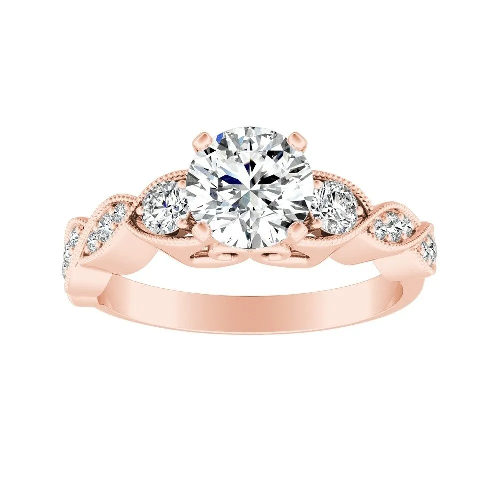 Auriya 14k Gold Vintage Round 4ct Moissanite and 1/4ct TDW Diamond Engagement Ring sold by Zulily product image thumbnail 3