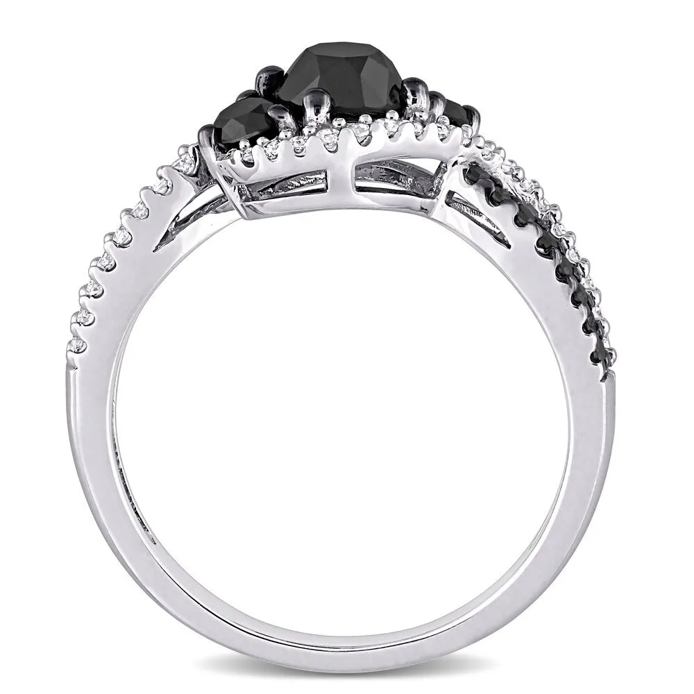 Miadora 10k White Gold 1ct TDW Black & White Diamond 3-stone Swirl Infinity Engagement Ring sold by Zulily product image thumbnail 4